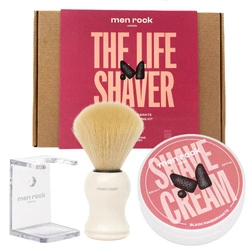 MENROCK SET The Life Shaver Black Pomegranate Krem Do Golenia 100g + Pędzel Do Golenia + Stojak