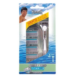 WILKINSON SET Sword Quattro Titanium Sensitive Maszynka Do Golenia Z Wymiennymi Ostrzami 1szt + Wymienne Ostrza 4szt