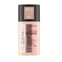 CATRICE Podkład rozświetlający matujący Clean ID High Cover Luminous Matt 025 WARM PEACH 30ml
