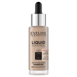 EVELINE Liquid Control HD Mattifying Drops Foundation Matujący Podkład Do Twarzy 025 Light Rose Niacynamid 32ml