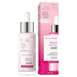EVELINE Serum Shot Multipeptydy Odmładzająca Kuracja Z Multipeptydami Na Twarz, Szyję I Dekolt 30ml