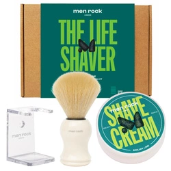 MENROCK SET The Life Shaver Sicilian Lime Krem Do Golenia 100g + Pędzel Do Golenia + Stojak Na Pędzel