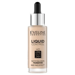 EVELINE Liquid Control HD Mattifying Drops Foundation Matujący Podkład Do Twarzy 001 Porcelain 32ml