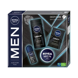 NIVEA SET Men Deep Care Antyperspirant Roll-on 50ml + Krem Uniwersalny 75ml + Żel Pod Prysznic 250ml + Woda Po Goleniu 100ml