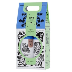 YOPE SET Wood Drzewo Cedrowe Naturalny Pobudzający Żel Pod Prysznic Jałowiec I Chilli 400ml + Drzewo Gwajkowe Naturalny Wzmacniający Szampon Do Włosów Kadzidłowiec I Żywica 300ml